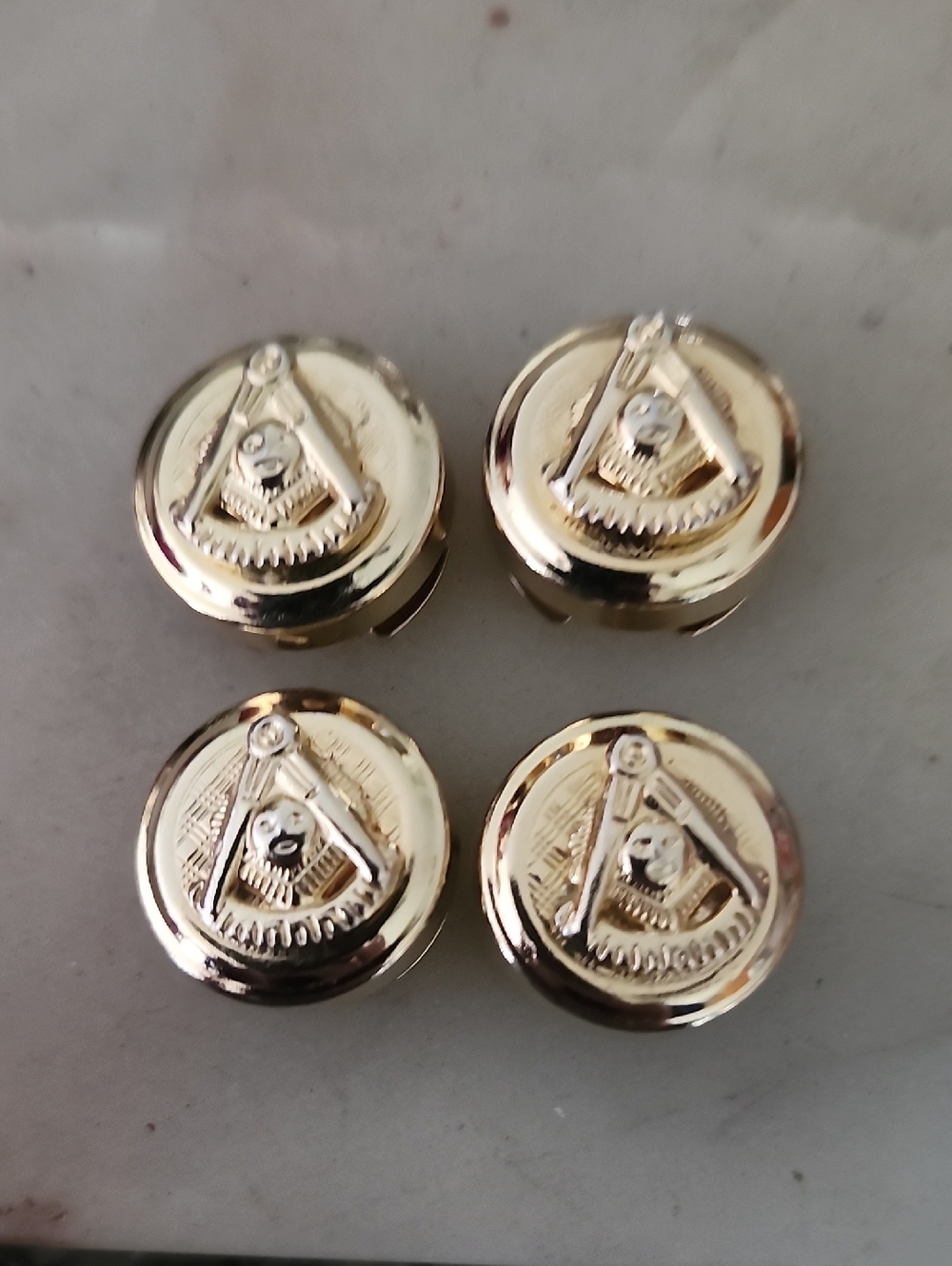 Vintage Gold Tone Masonic Past Master Button Covers - Set of 4